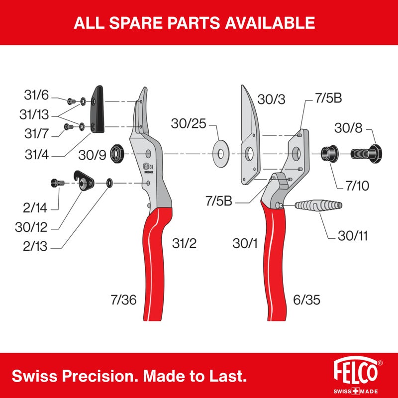 Felco F31 Pruning Shears â€“ 8.3" Garden Clippers with Anvil Blade for Dry & Hard Wood | Hand Pruner for Gardening | Garden Tool Cutter with Aluminum Handle, Alloy Steel Blade, High-Torque Cutting Power - Image 3